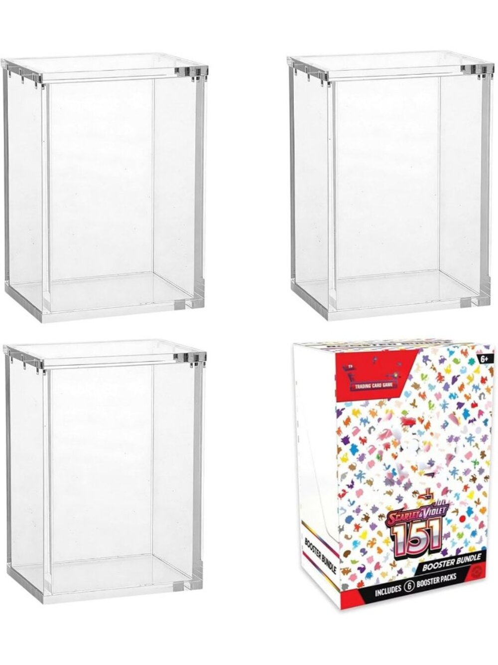 3 Pack Acrylic Display Case for Trading Cards, Booster Bundle & Battle Boxes